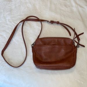 Brown Faux Leather Crossbody Purse